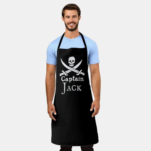 Personalisierte Pirate Captain All-Over Print Schü Schürze (Getragen)