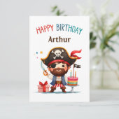 Personalisierte Pirate Happy Birthday Card Dankeskarte (Stehend Vorderseite)