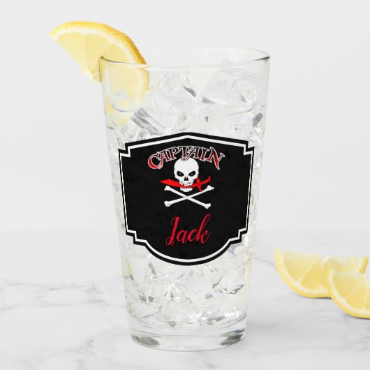 Personalisierte Piratenflagge (Cutlass) Glas (Vorderseite Ice)