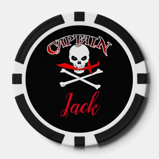 Personalisierte Piratenflagge (Cutlass) Pokerchips (Vorderseite)