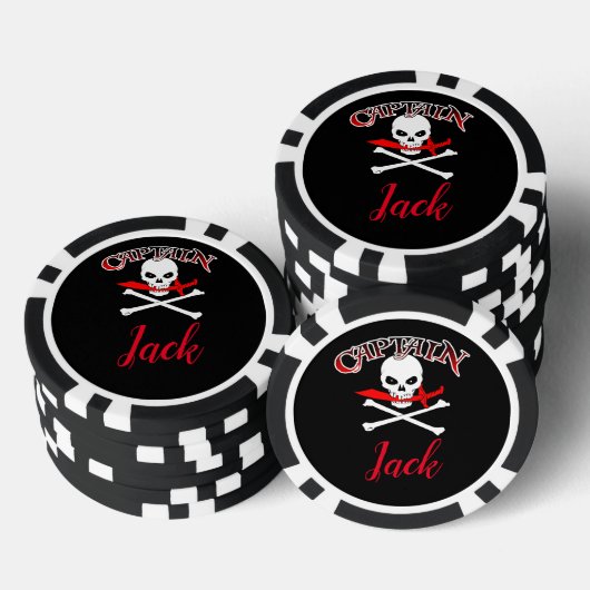 Personalisierte Piratenflagge (Cutlass) Pokerchips (Stapel)