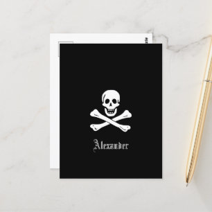 Personalisierte Piratenflagge Totenkopf und gekreu Postkarte