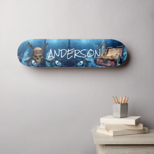 Personalisierte Piratenschädel und Schwerter Skateboard (Wandkunst (Horz))