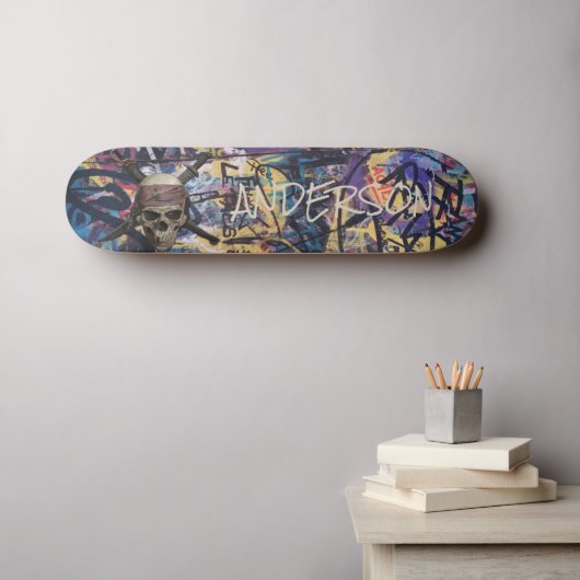 Personalisierte Piratenschiff Schwerter Skull & Cr Skateboard (Wandkunst (Horz))