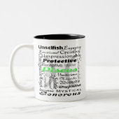 Personalisierte Pisces Zodiac Tracks Collage Zweifarbige Tasse (Links)