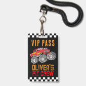 Personalisierte Pit Crew Monster Truck VIP Pass Ausweis (Vorderseite mit Lanyard)