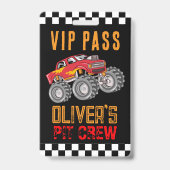 Personalisierte Pit Crew Monster Truck VIP Pass Ausweis (Vorderseite)