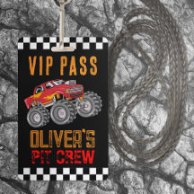 Personalisierte Pit Crew Monster Truck VIP Pass