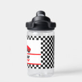 Personalisierte Pit-Crew-Schachbrettflagge Trinkflasche (Rückseite)