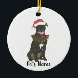 Personalisierte Pitbull Staffy (schwarz) Keramik Ornament<br><div class="desc">Machen Sie die schöne Liste in diesem Jahr mit einem Ornament Ihrer Lieblings-Pillelf!</div>