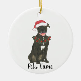 Personalisierte Pitbull Staffy (schwarz) Keramik Ornament