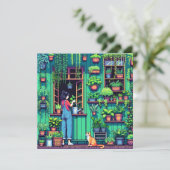 Personalisierte Pixel Art Garden Geburtstag Karte (Stehend Vorderseite)