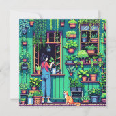 Personalisierte Pixel Art Garden Geburtstag Karte (Vorderseite)