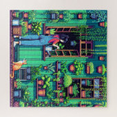 Personalisierte Pixel Art Pflanze und Cat Puzzle (Horizontal)