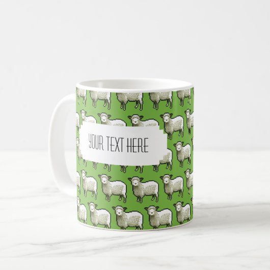Personalisierte Pixel-Sheep-Tasse Kaffeetasse (Vorderseite Links)