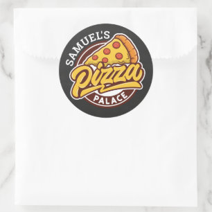 Personalisierte Pizza Palace Geburtstagsparty, jed Runder Aufkleber