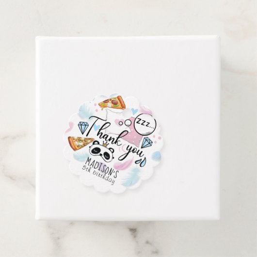 Personalisierte Pizza und Pajamas Slumber Party Geschenkanhänger (Beispiel)