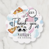 Personalisierte Pizza und Pajamas Slumber Party Geschenkanhänger (Vorderseite)