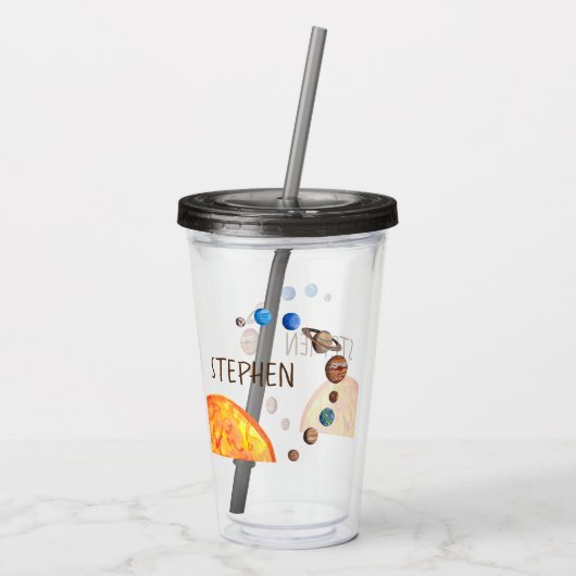 Personalisierte Planeten Galaxy Sonnensystem Sonne Acryltrinkbecher (Rückseite)