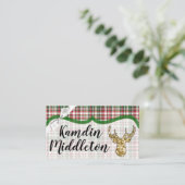 Personalisierte Platzkarten Gold Glitzer Rentier P (Stehend Vorderseite)