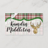 Personalisierte Platzkarten Gold Glitzer Rentier P (Vorderseite)