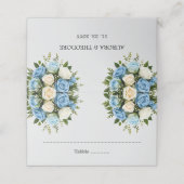 Personalisierte Platzkarten in Blau und Weiß Rose (Außenseite Aufgefaltet)