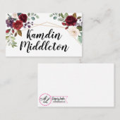 Personalisierte Platzkarten White Roses Gold Geome (Vorne/Hinten)