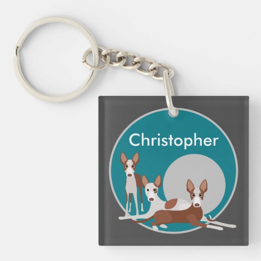 Personalisierte Podenco Hunde Schlüsselanhänger (Vorderseite)