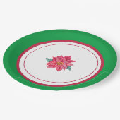 Personalisierte Poinsettia Weihnachtsfeiertage Tel Pappteller (Schrägansicht)