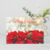 Personalisierte Poinsettia Weihnachtskarte Einladung (Stehend Vorderseite)