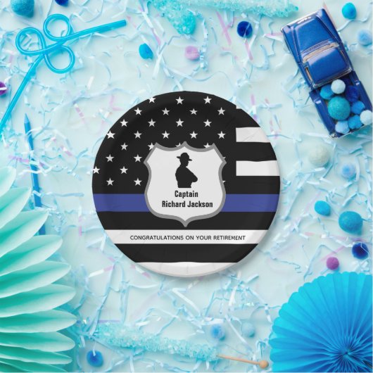 Personalisierte Polizeiabteilung Abzeichen-Rente Pappteller (Party)