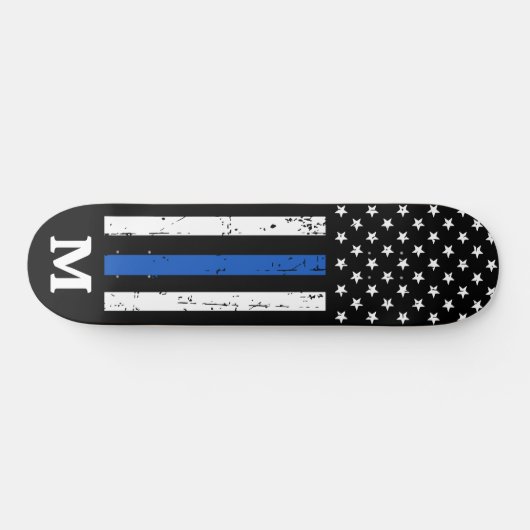 Personalisierte Polizeiamerikanische Flagge Thin B Skateboard (Horizontal)
