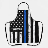 Personalisierte Polizeibeamtin GRILLEN Thin Blue L Schürze (Vorderseite)