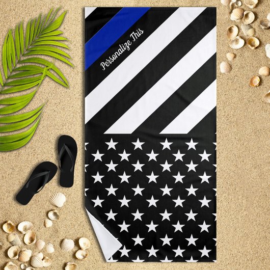 Personalisierte Polizeiflagge der dünnen blauen Li Strandtuch