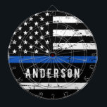 Personalisierte Polizeiflagge dünne blaue Linie Dartscheibe<br><div class="desc">Thin Blue Line Dartboard - Amerikanische Flagge in Polizei Flag Farben, gestörtes Design. Diese Dart-Boards der Thin Blue Line-Polizei sind ideal, um einen Strafvollzug, polizeiliche Abschluss-Geschenke, Gedenkveranstaltungen und ein wunderbares Geschenk für Ihren Lieblingspolizeibeamten zu machen. Ein lustiges Polizeiabteilungsspiel oder polizeiliches Party. Personalisieren Sie sich mit Name. COPYRIGHT © 2021 Judy...</div>