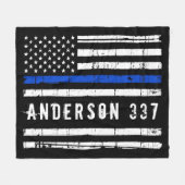 Personalisierte Polizeiflagge dünne blaue Linie Fleecedecke (Vorderseite (Horizontal))