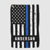 Personalisierte Polizeiflagge dünne blaue Linie Golfhandtuch (Vorderseite)