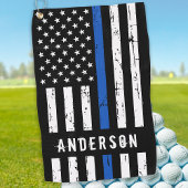 Personalisierte Polizeiflagge dünne blaue Linie Golfhandtuch