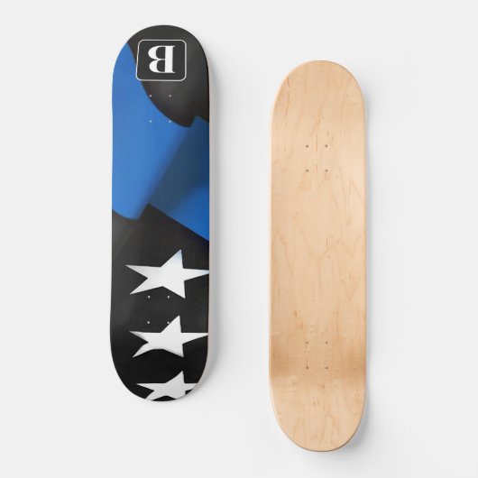 Personalisierte Polizeiflagge Thin Blue Line Skateboard (Vorderseite)