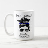 Personalisierte Polizeifrau von Thin Blue Line Kaffeetasse (Links)