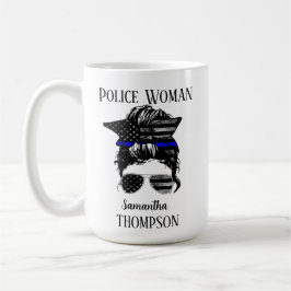 Personalisierte Polizeifrau von Thin Blue Line Kaffeetasse