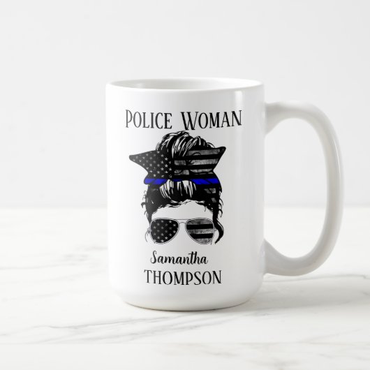 Personalisierte Polizeifrau von Thin Blue Line Kaffeetasse (Rechts)