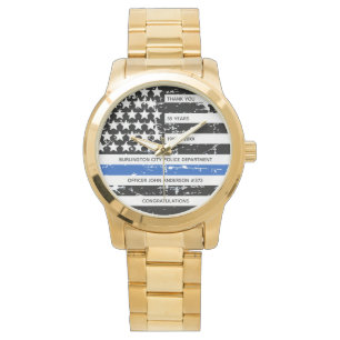 Personalisierte Polizeiretirement Thin Blue Line F Armbanduhr