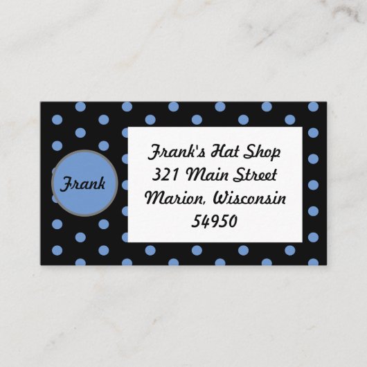 Personalisierte Polka Dot Business Cards (schwarz) Visitenkarte (Vorderseite)