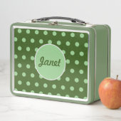 Personalisierte Polka Dot Metal Lunchbox (grün) (Beispiel)