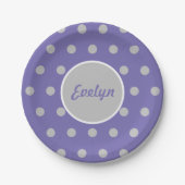Personalisierte Polka Dot Paper Teller (Lavender) (Vorderseite)