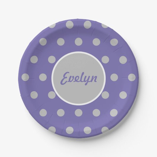 Personalisierte Polka Dot Paper Teller (Lavender) (Vorderseite)