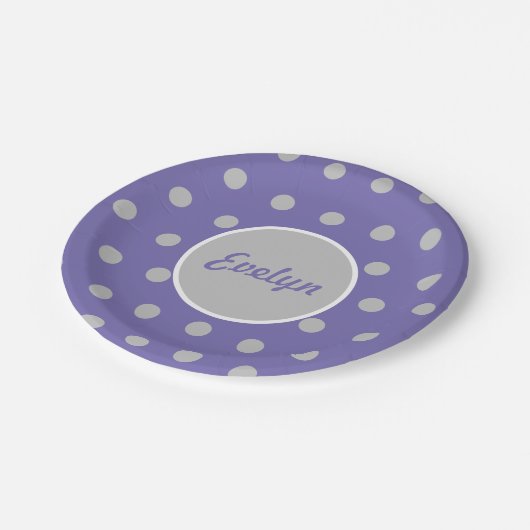 Personalisierte Polka Dot Paper Teller (Lavender) (Schrägansicht)