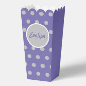 Personalisierte Polka Dot Popcorn Box (Lavender) Geschenkschachtel (Vorderseite)