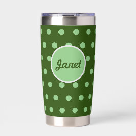 Personalisierte Polka Dot Thermal Tumbler (grün) Thermobecher